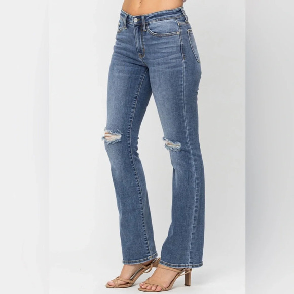 Judy Blue Midrise Distressed Bootcut Jeans - Size 15 - Picture 13 of 14